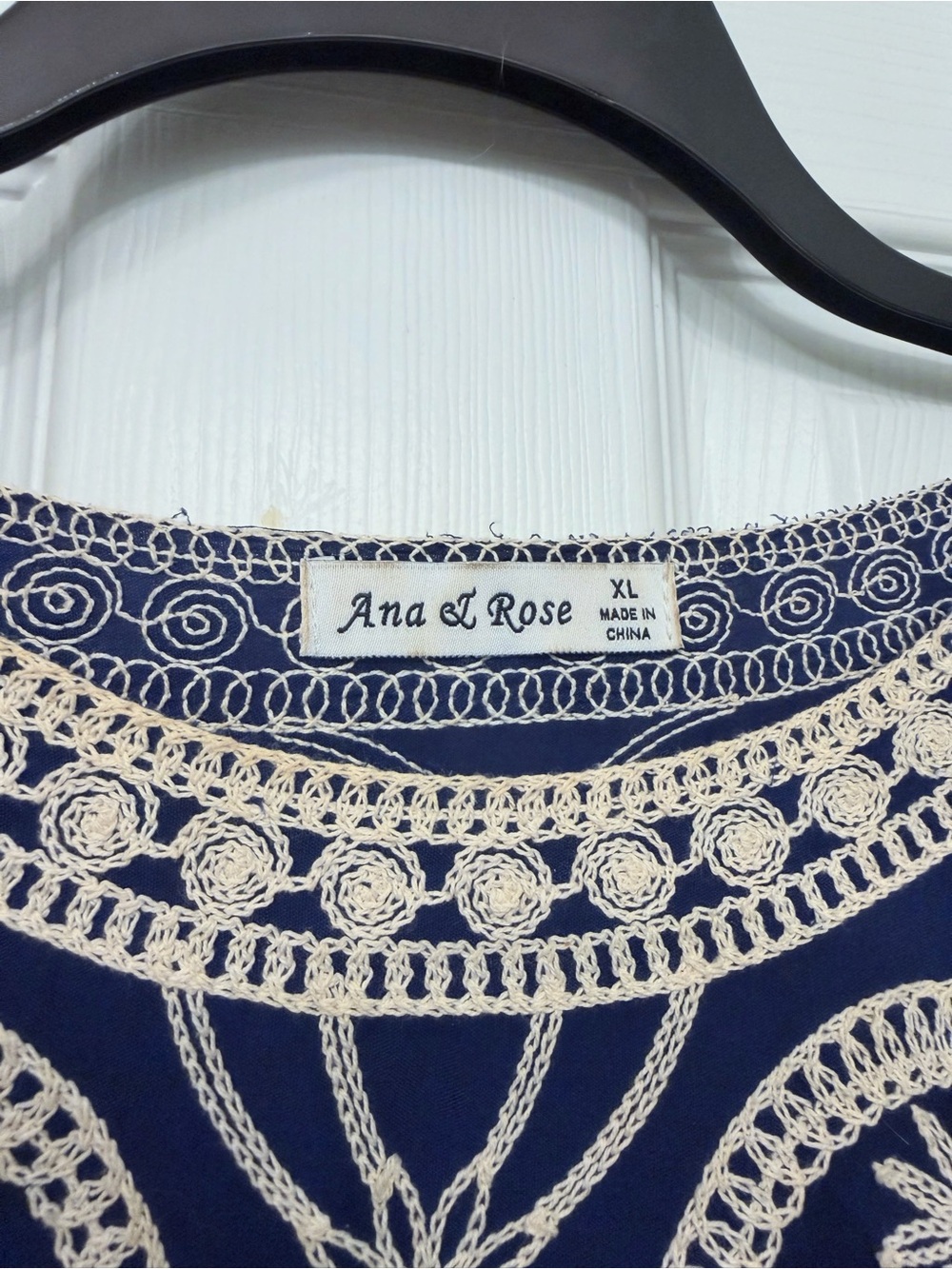 Ana & Rose, Navy Embroidered Boho Top - Picture 3 of 3